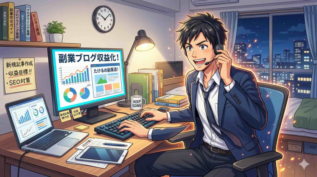 SHIFT AIでの稼ぎ方を学ぶ男性