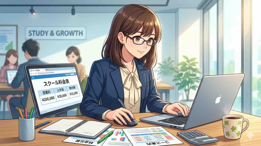 SHIFT AIの料金と退会手数料を調べる女性