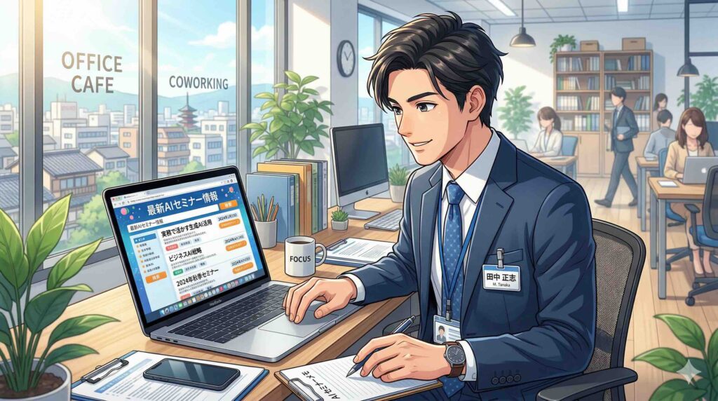 SHIFT AI無料セミナー後の案内をする男性