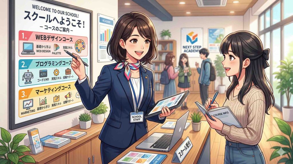 SHIFT AIの副業コースについて説明する女性