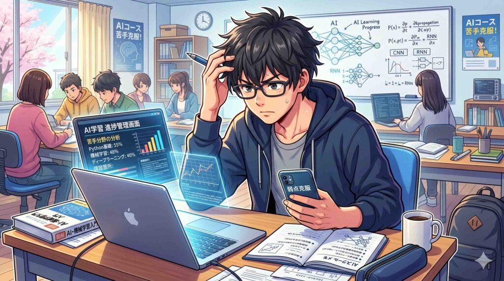 SHIFT AIの苦手分野を調べる男性