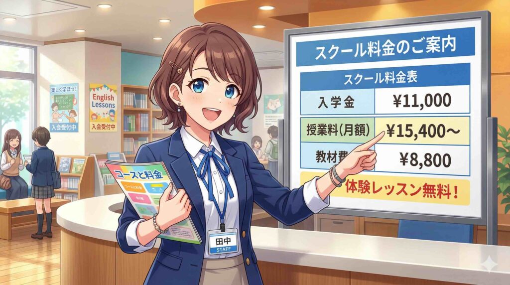 SHIFT AIの料金を説明する女性スタッフ