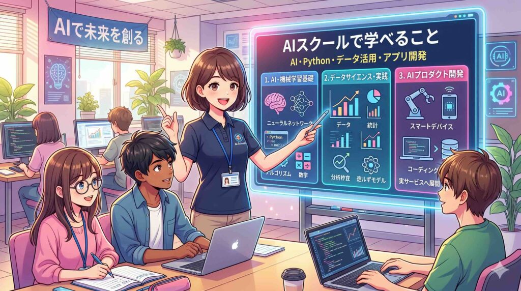 SHIFT AIで学べることを話すスタッフ