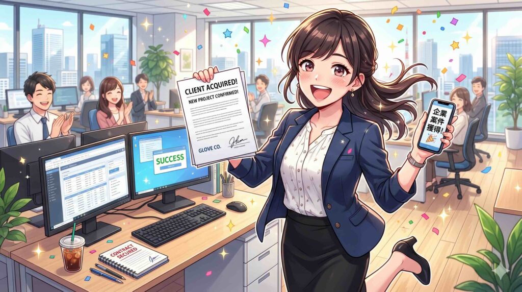 SHIFT AIで案件を獲得する女性