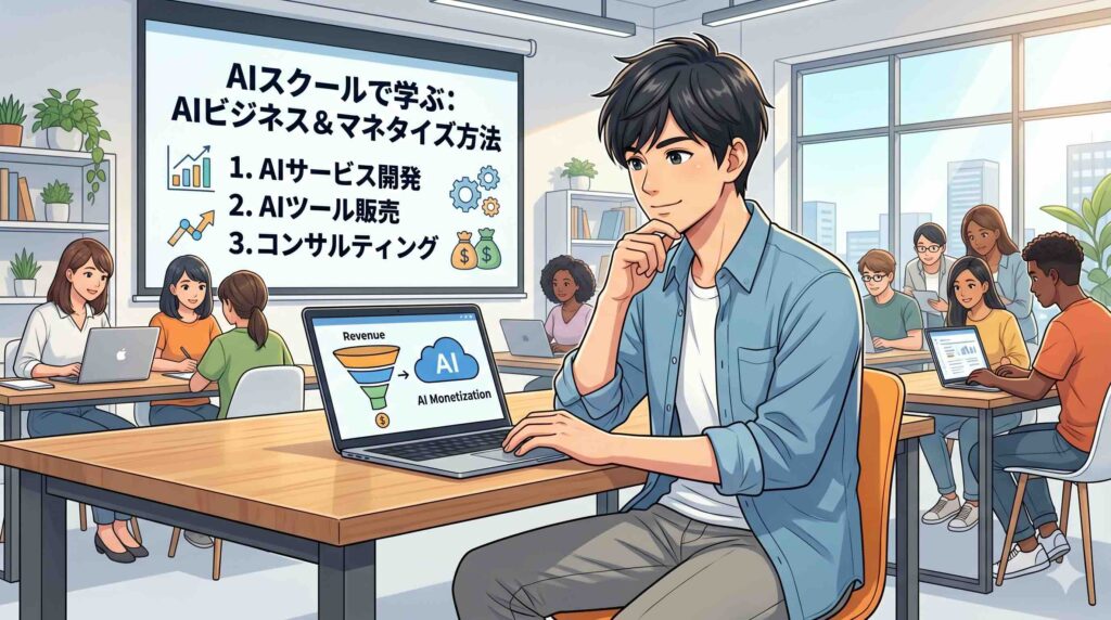 SHIFT AIでマネタイズ方法を学ぶ男性