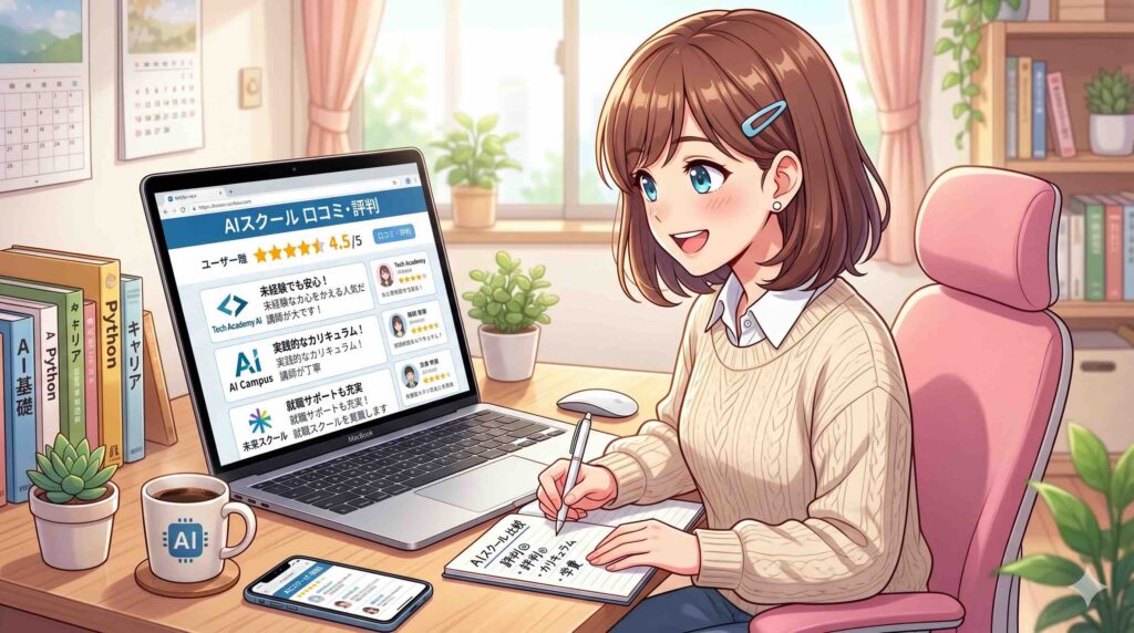 SHIFT AIに関する口コミや評判を調べる女性
