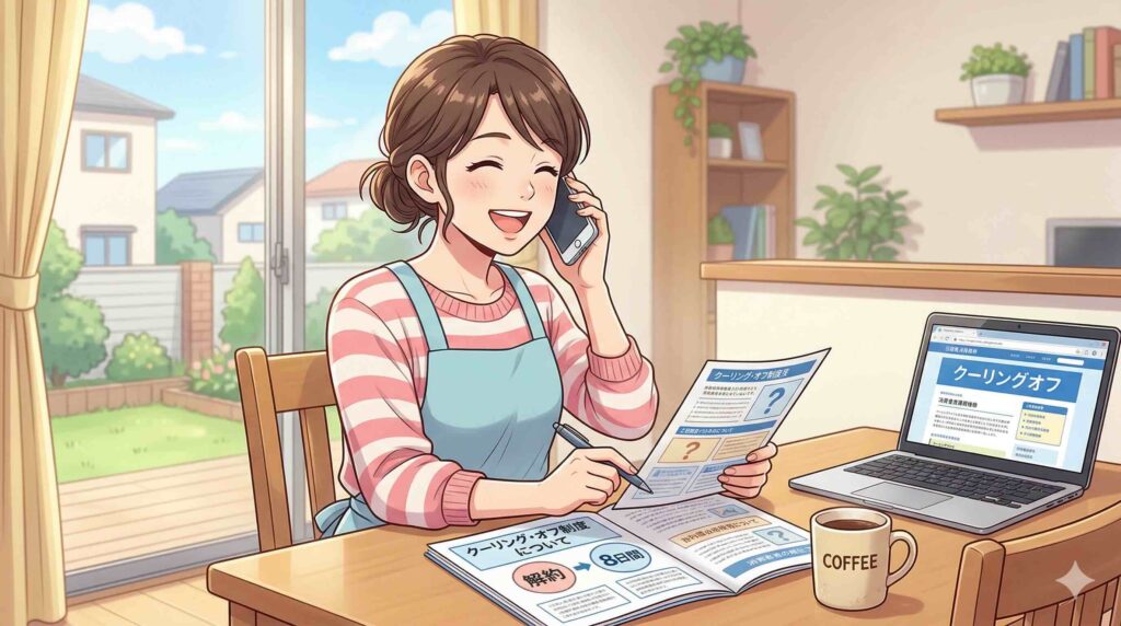 SHIFT AIにはクーリングオフはないのか尋ねる主婦