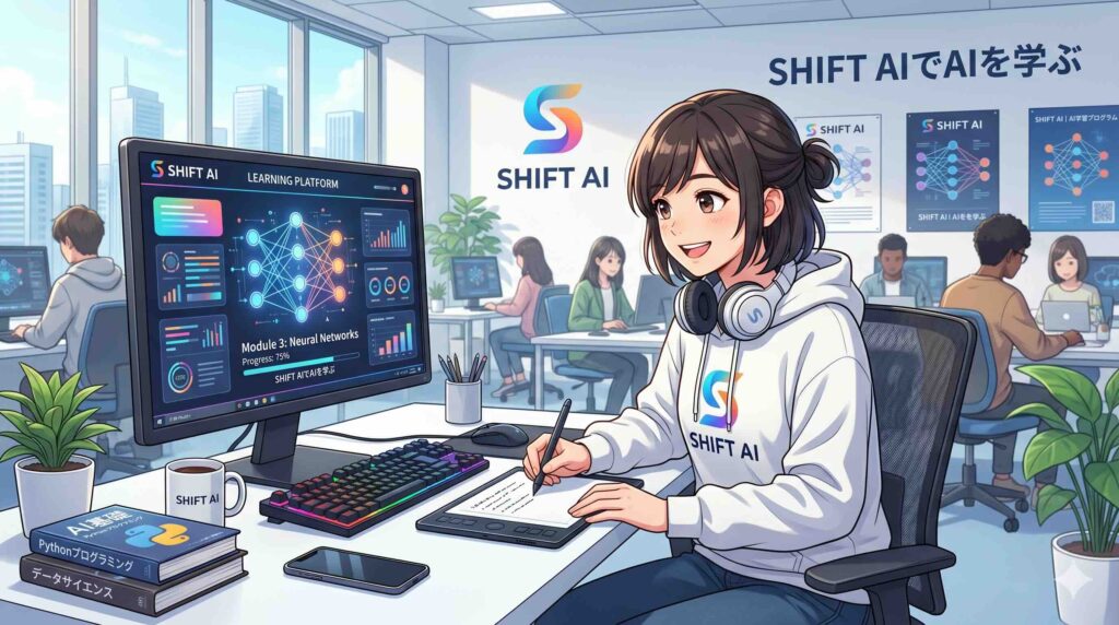 SHIFT AIは何ができるのか？学べること9選を学ぶ女性