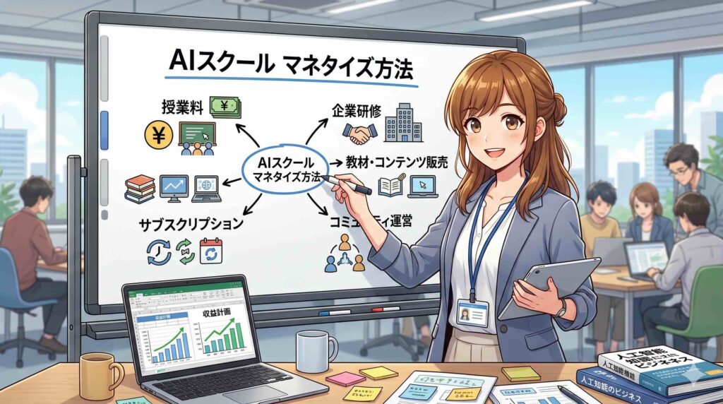 SHIFT AIでのマネタイズ方法をまとめる女性