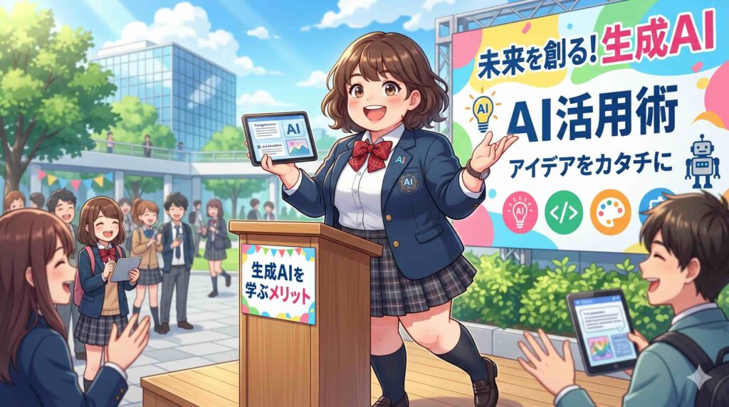Udemyで生成AIを学ぶメリットとデメリットを紹介する女子高生