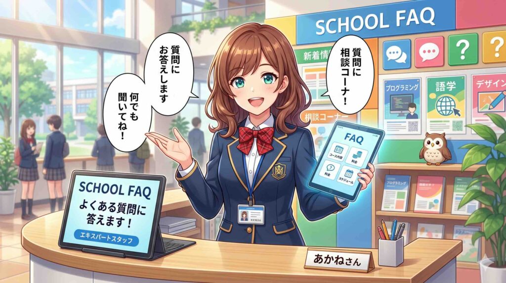 AIスキルアカデミーのしつこさFAQに答える女性
