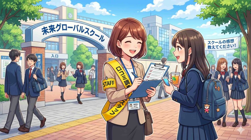 デジハク生成AIスクールの評判や口コミを調べるスタッフ