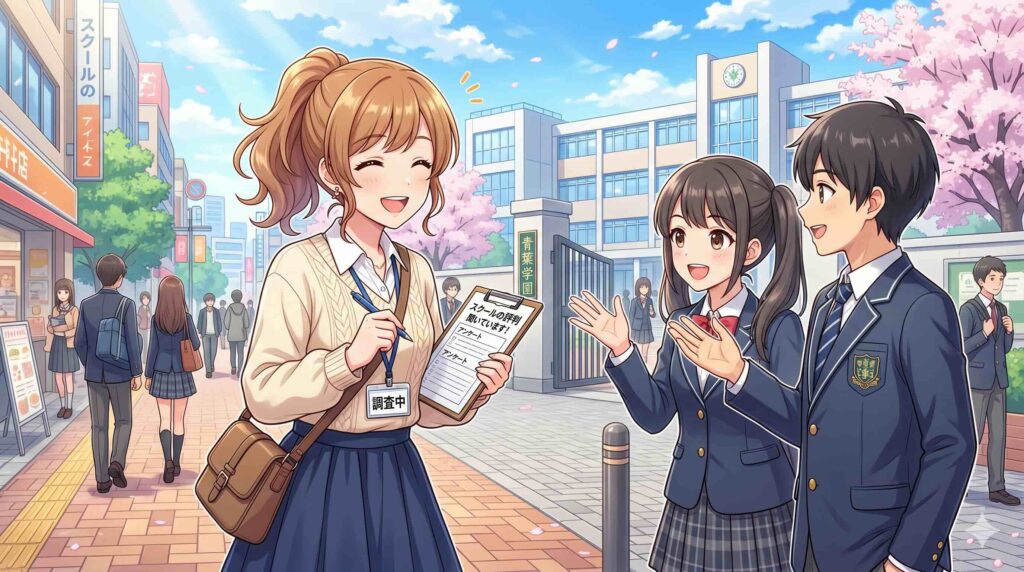 AIスキルアカデミーの一般的な評判はどうか調べる女性