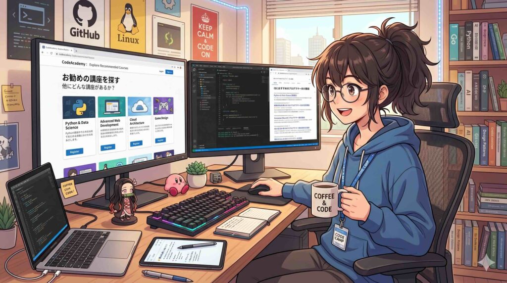他のおすすめUdemy講座を調べる女性