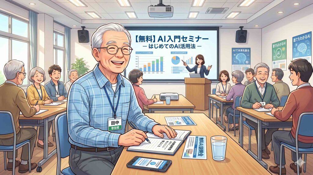 デジハク生成AIの無料説明会に参加する男性