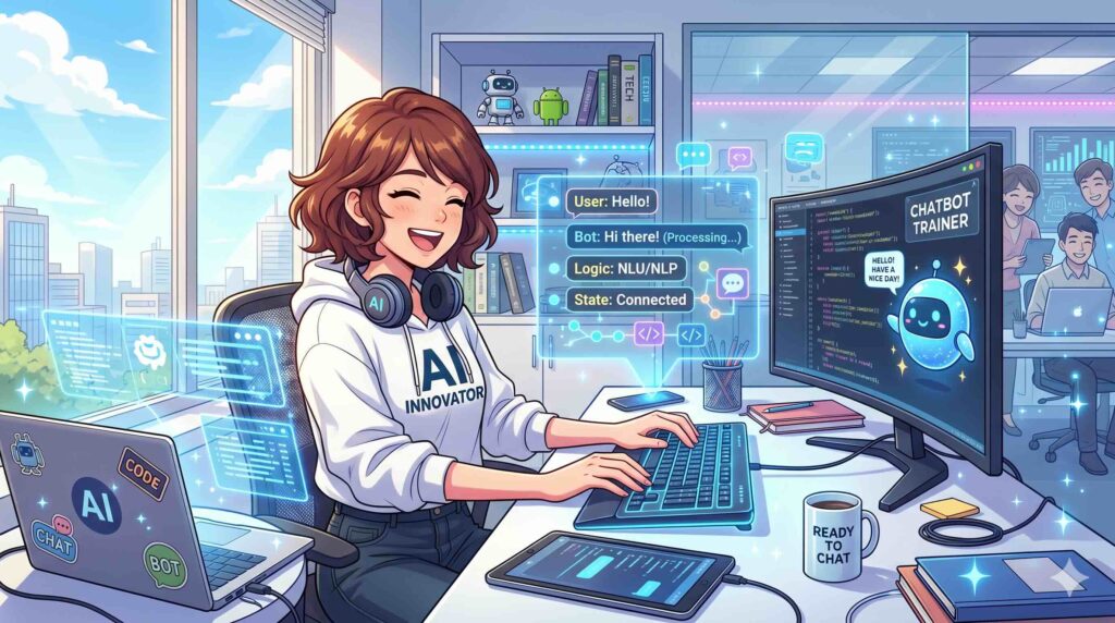 ChatGPTでチャットボットが作れるおすすめコースをする女性