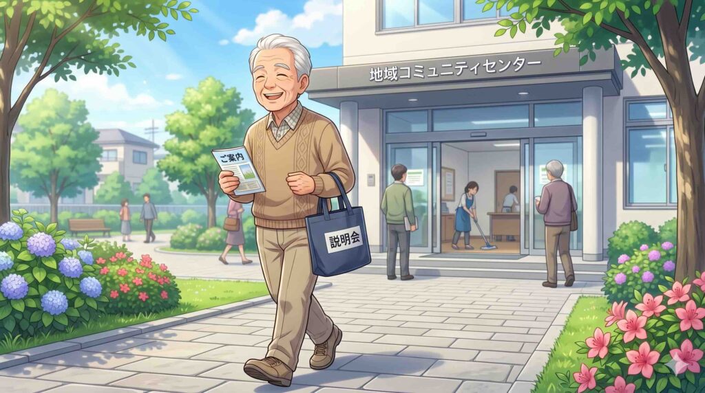 デジハク生成AI無料説明会後の勧誘状況に喜ぶ男性
