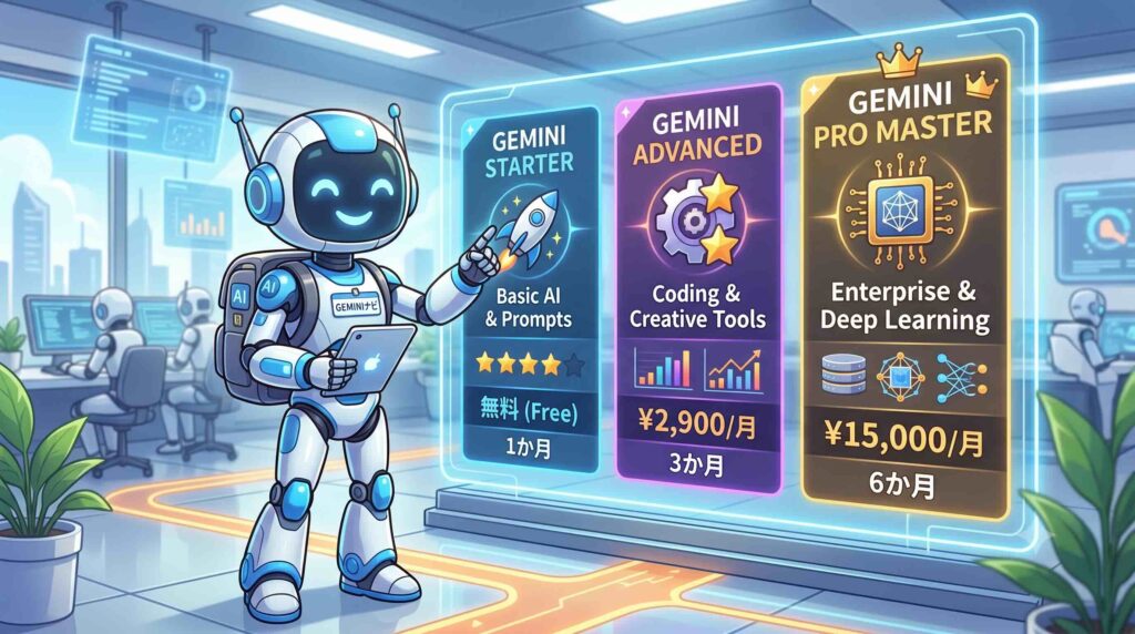 UdemyのGeminiコースを比較するロボット