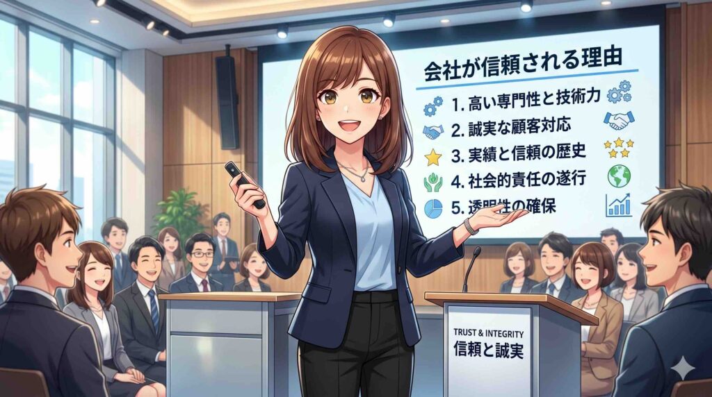 デジハクは信頼できる会社なのか説明する女性