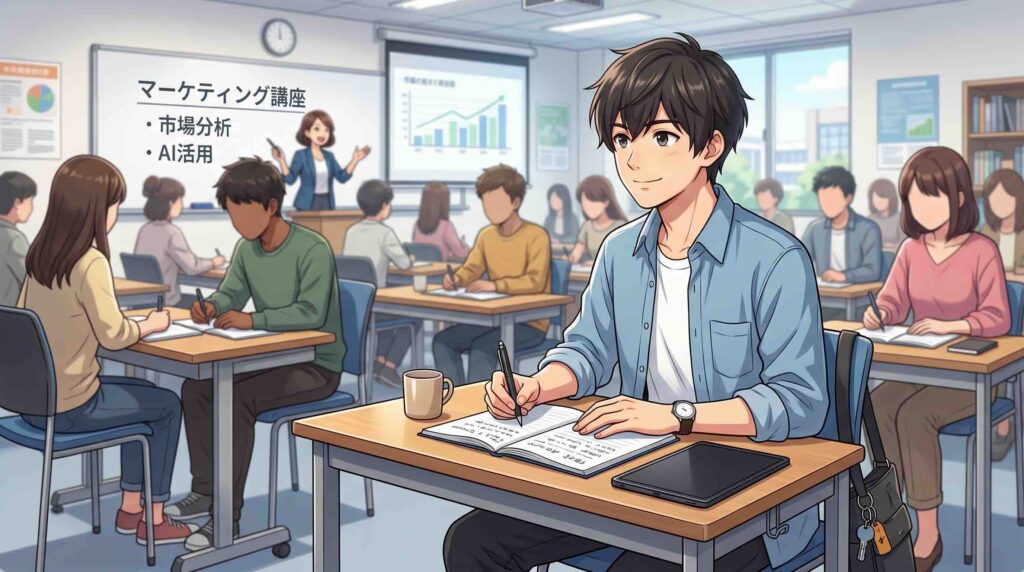 講座を受ける男性