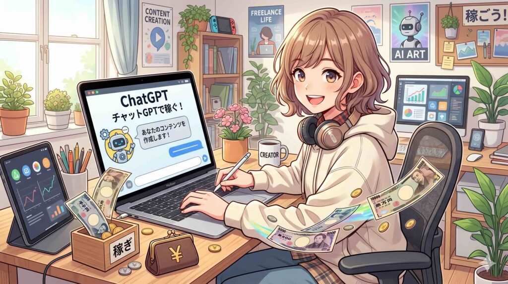 ChatGPTを使った収益化を学べるおすすめコースをする女性