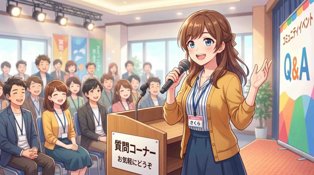 質問に答える女性
