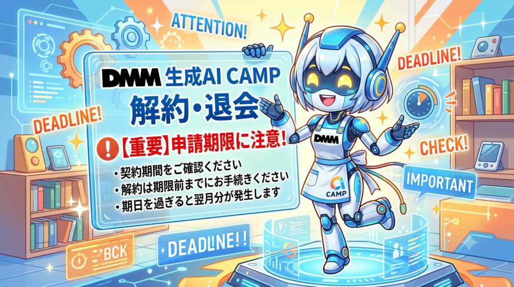 解約・退会する際の注意事項を話すAI