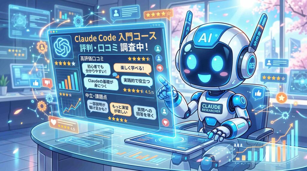 Claude Code 入門コースの評判・口コミを調べるAI