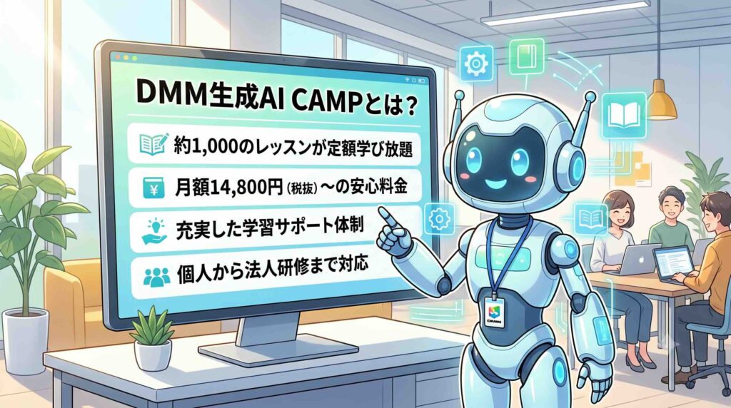 DMM生成AI CAMPとはについて説明するAI