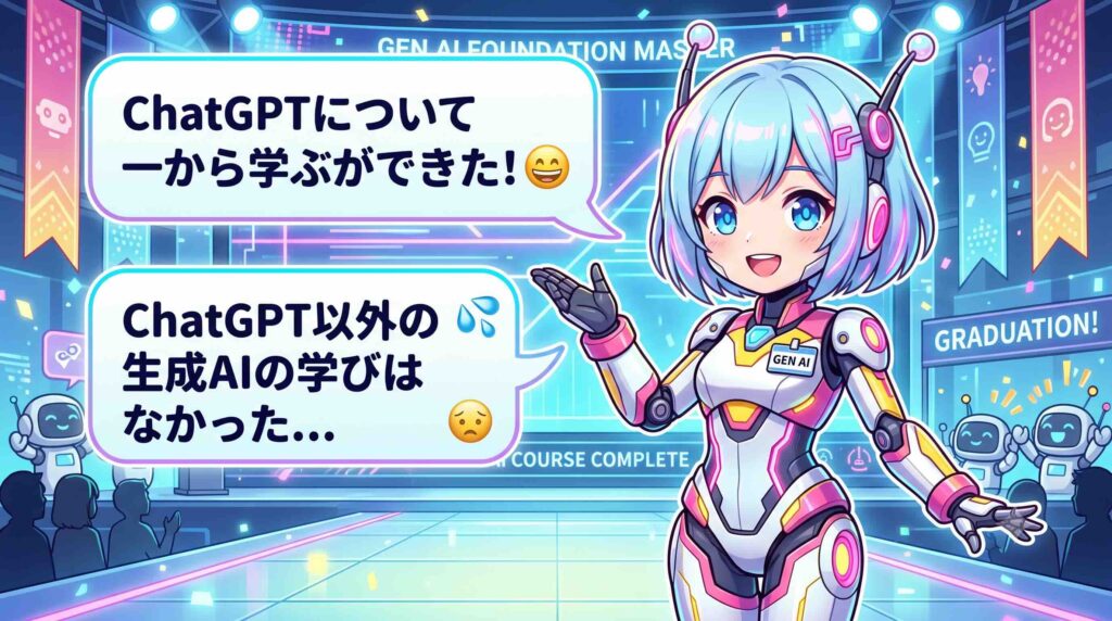 生成AI基礎マスターコースの感想を述べるAI