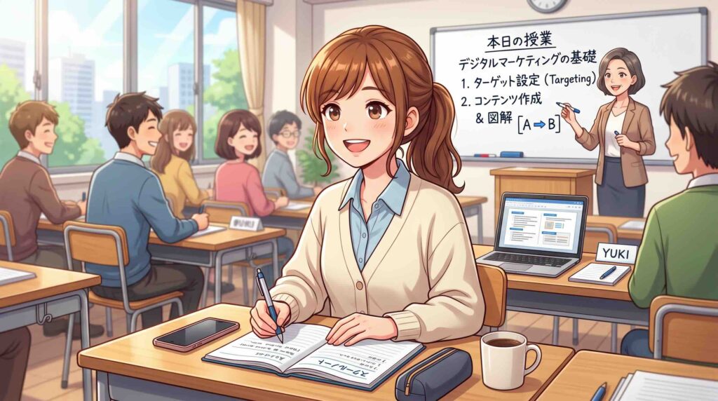スクールの授業を受ける女性