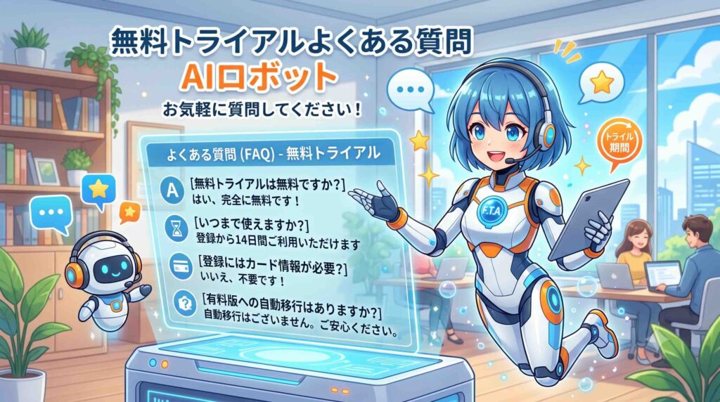 無料トライアルのよくある質問に答えるAI