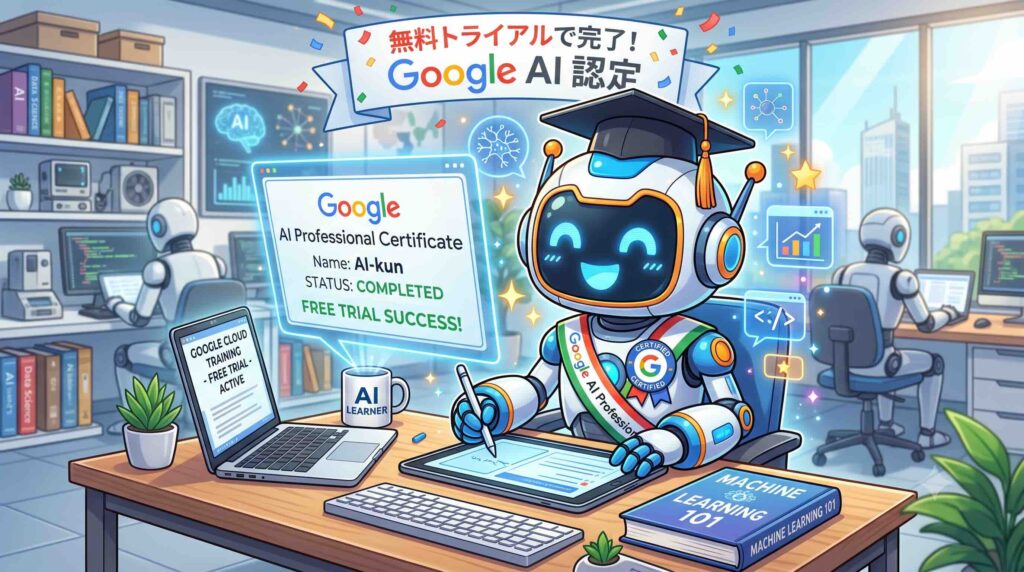 無料トライアルでGoogle AI プロフェッショナル認定証をやっているAI