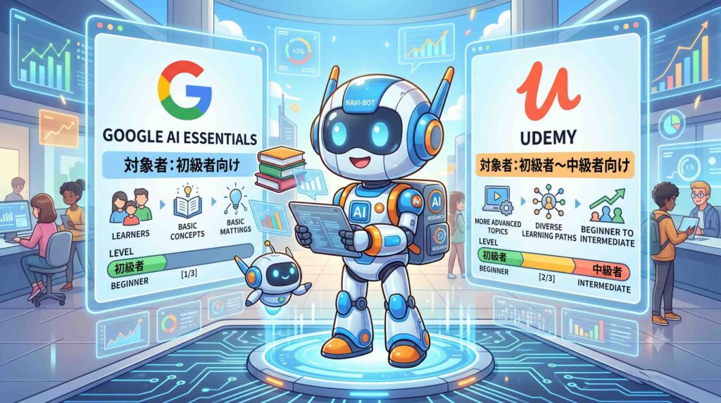 Google AI EssentialsとUdemyの対象者を調べるAI