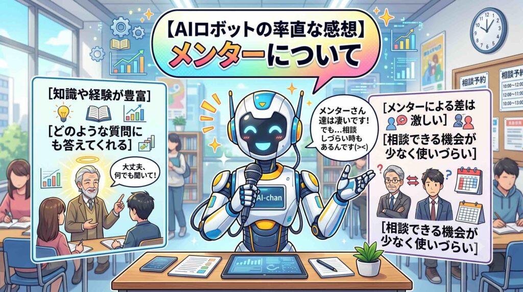 メンターに対する率直な感想を話すAI