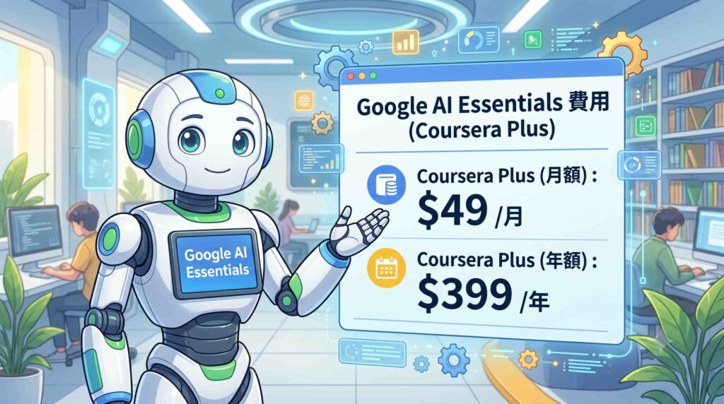 Google AI Essentialsの費用を説明するAI
