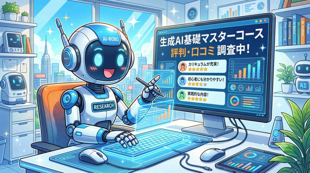 生成AI基礎マスターコースの評判・口コミを調査するAI