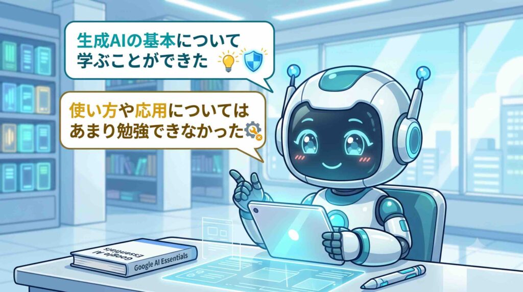 Google AI Essentialsの感想を述べるAI