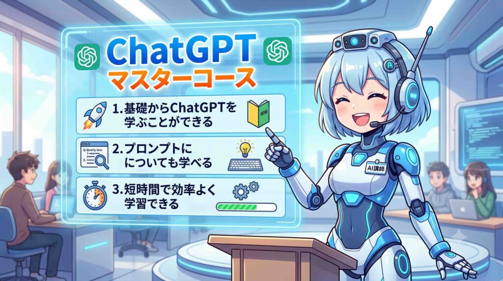 ChatGPT マスターコースのメリットを話すAI