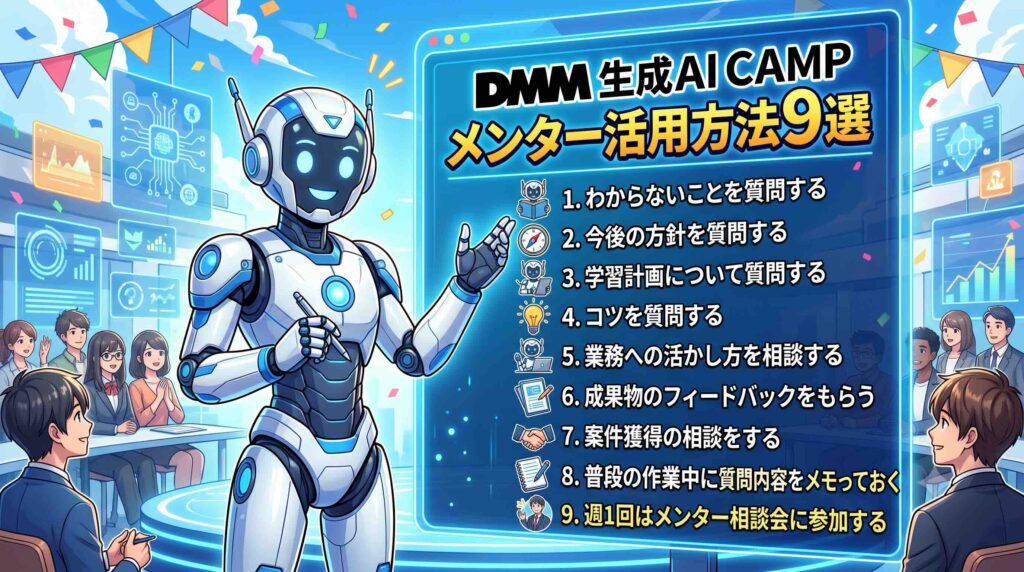 DMM 生成AI CAMPのメンター活用方法9選を話すAI