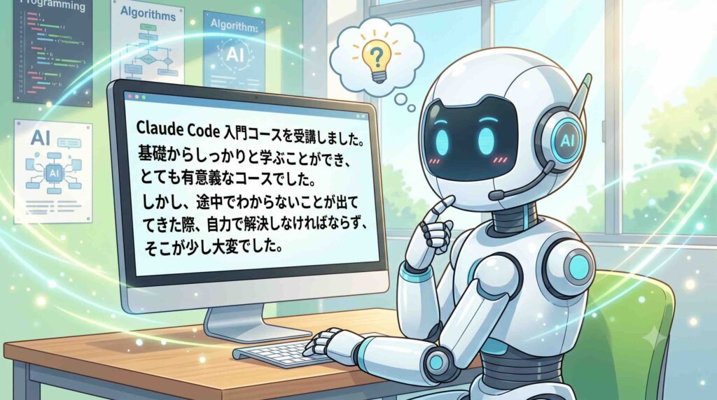 Claude Code 入門コースの感想を述べるAI