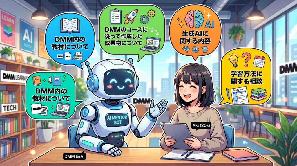 メンターに相談できる内容について話すAI