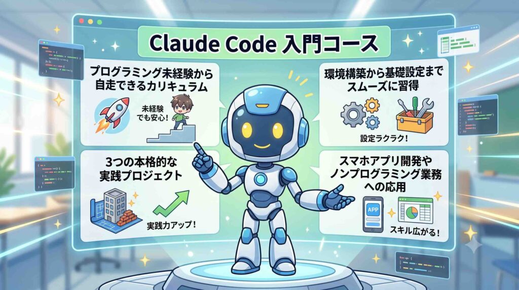 Claude Code 入門コースについて説明するAI