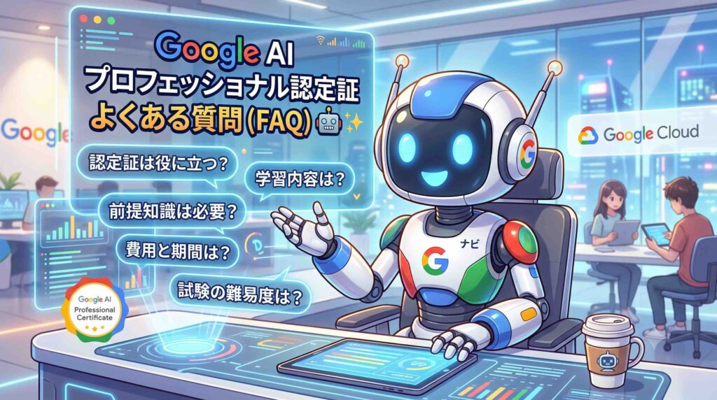 Google AI プロフェッショナル認定証のよくある質問に答えるAI