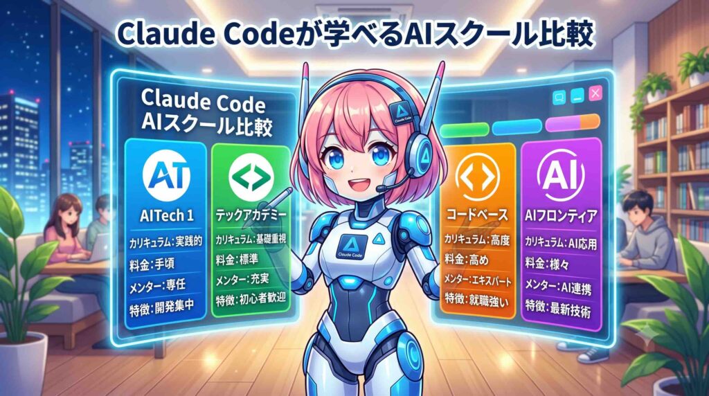 Claude Codeが学べるAIスクールを比較するAI