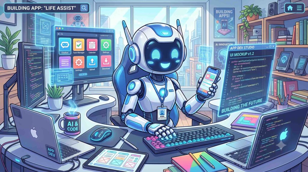 アプリ開発に取り組むAI