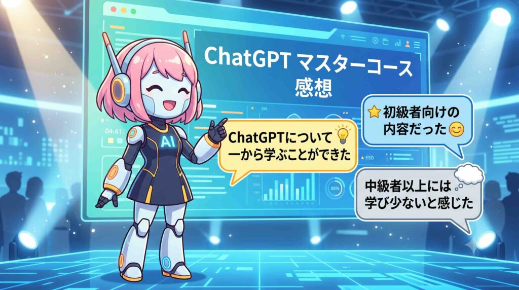 ChatGPT マスターコースの感想を述べるAI