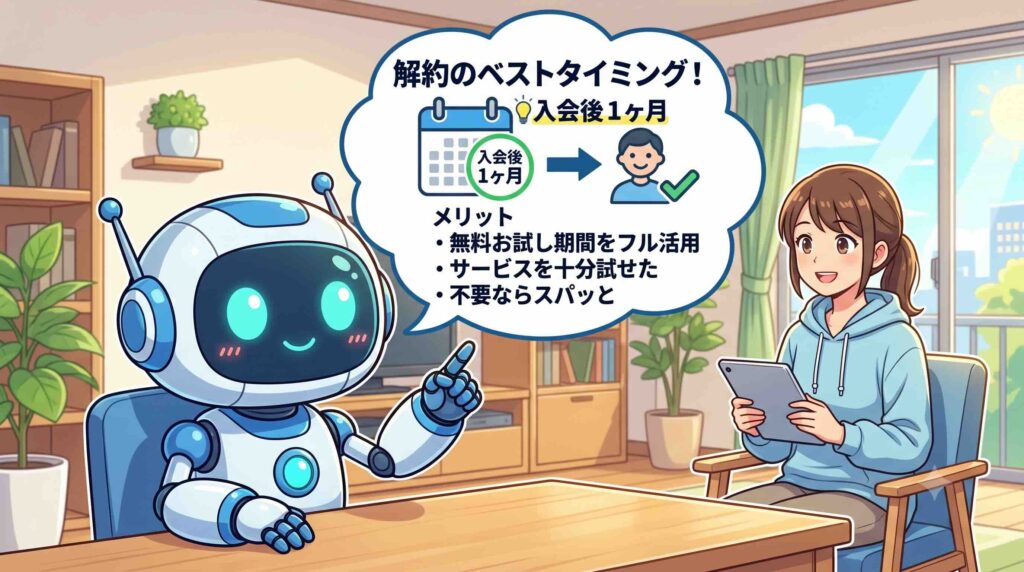 解約のベストタイミングを話すAI
