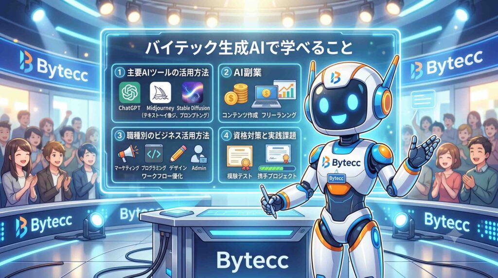 バイテック生成AIで学べることを話すAI