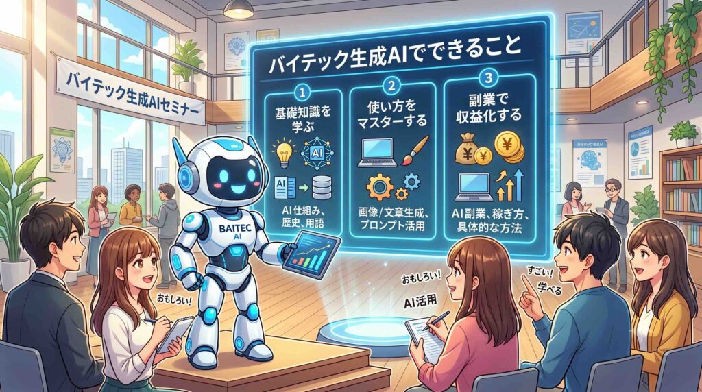 バイテック生成AIは何ができるのか説明するAI